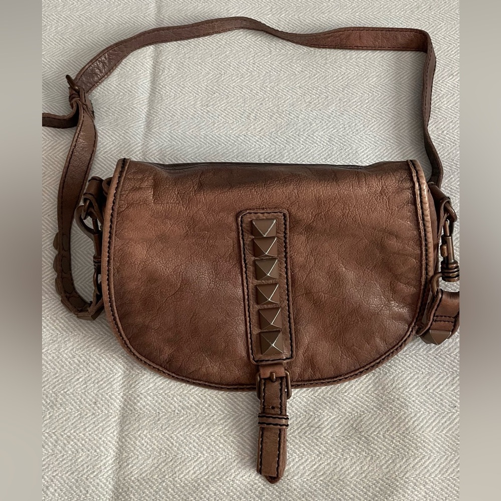 Liebeskind Brown Leather Crossbody Bag with Stud Details